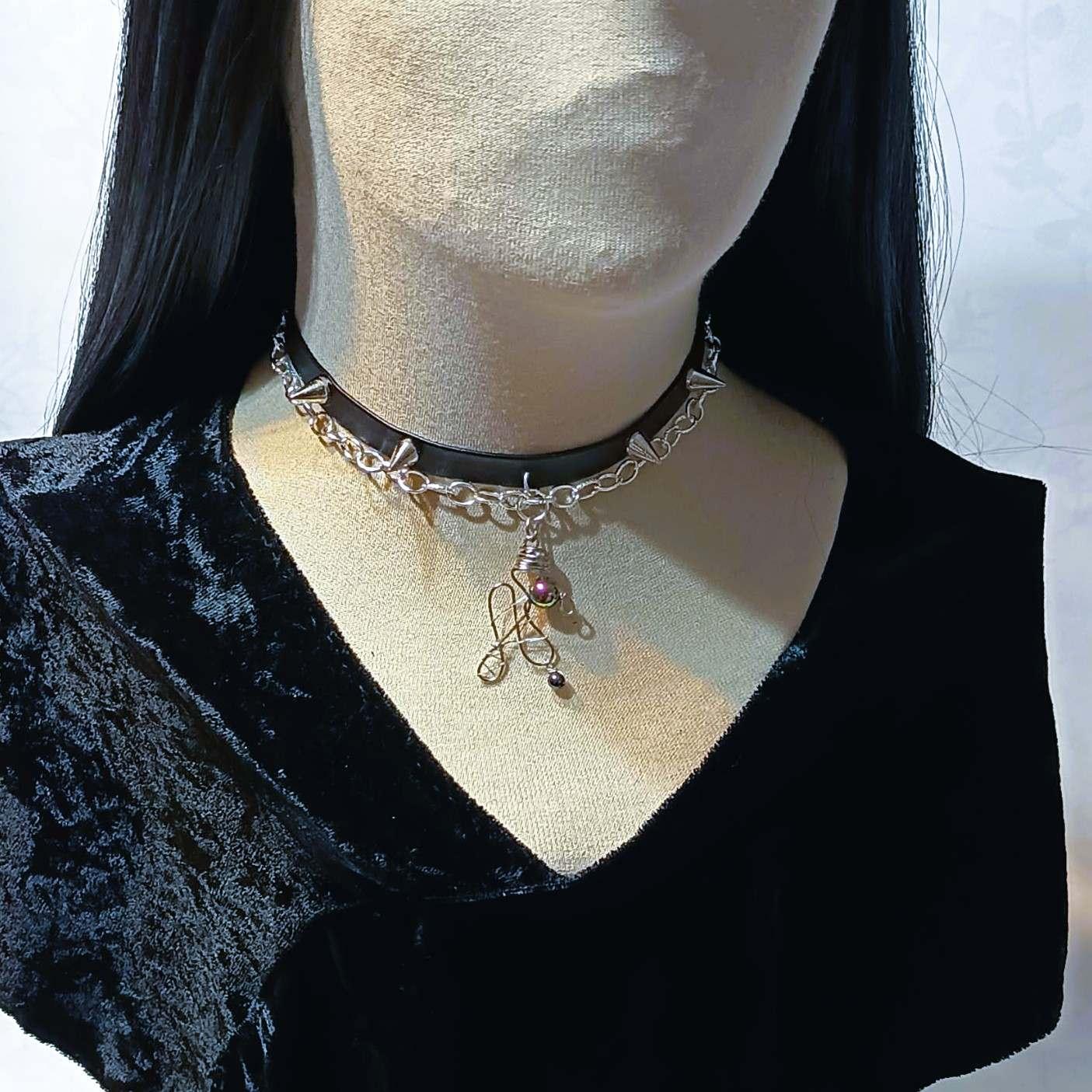 Choker w stylu gotyckim Czerń i Srebro / Gothic-style choker – Black and Silver #0034 0