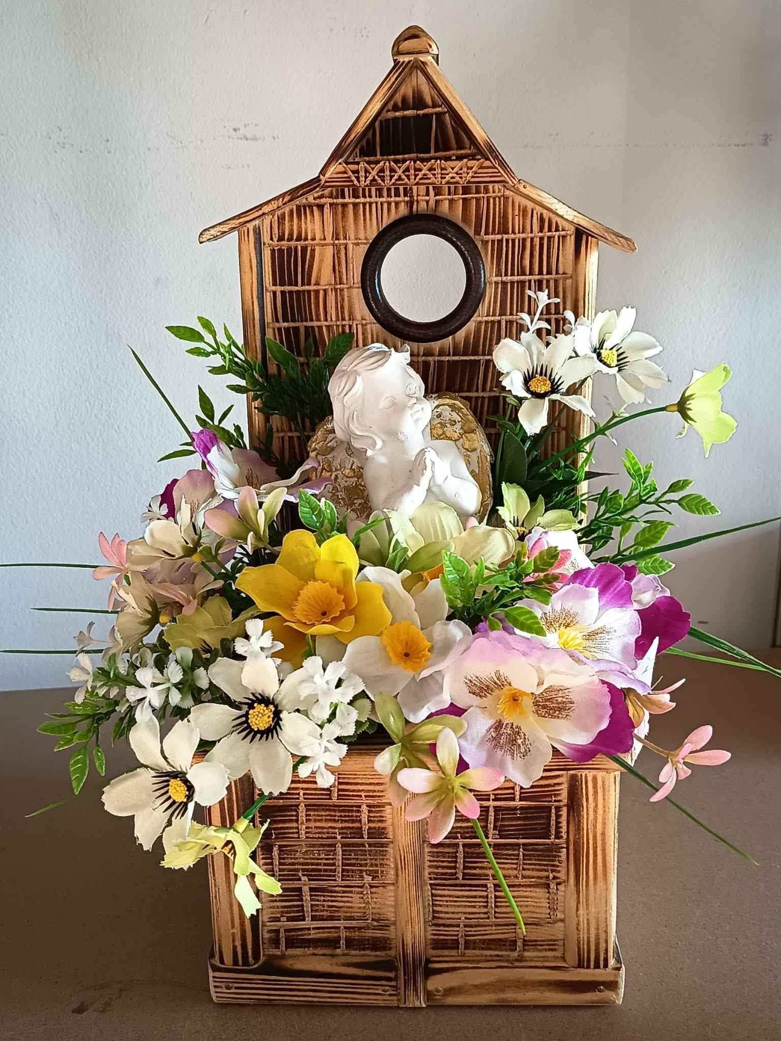 Wiosenna dekoracja z aniołkiem #KNG009 0