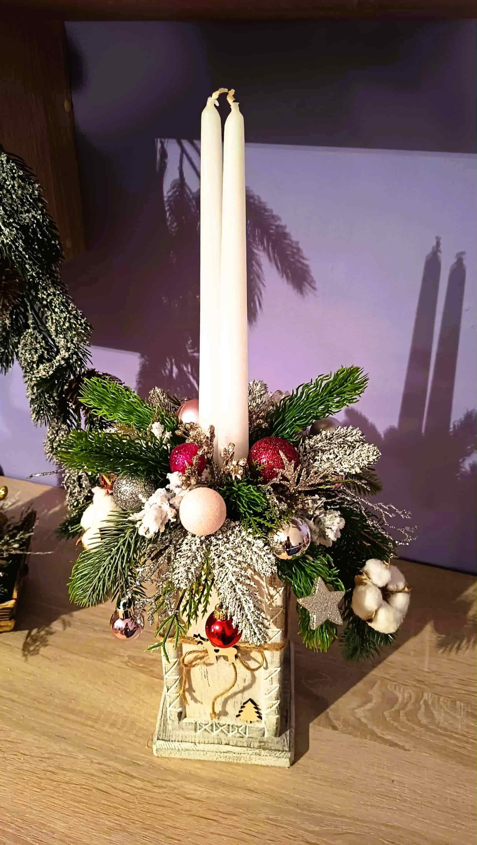 Świąteczny stroik - dwie świece. 5