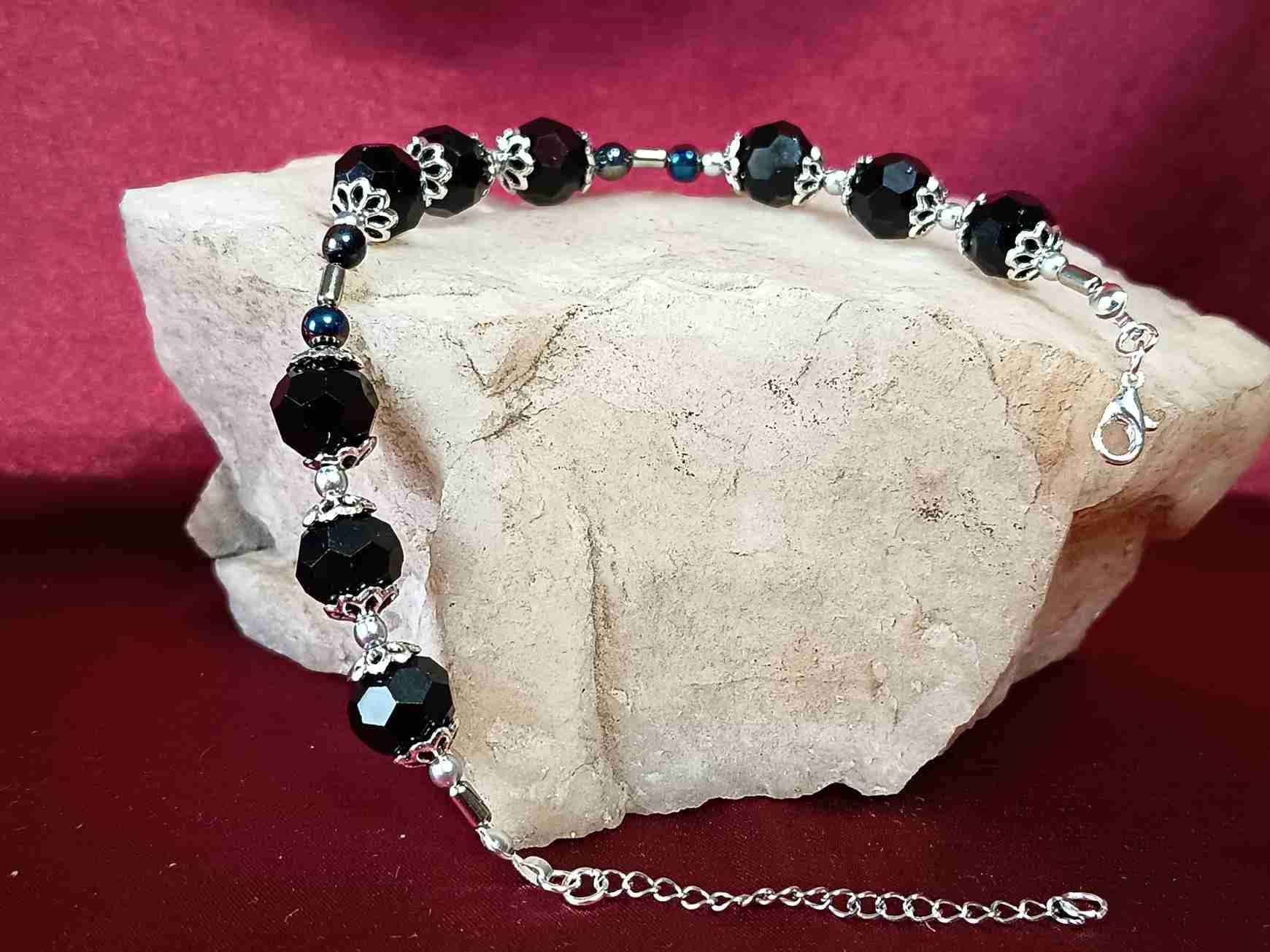 Bransoletka z czarnymi kryształami BR#003 4