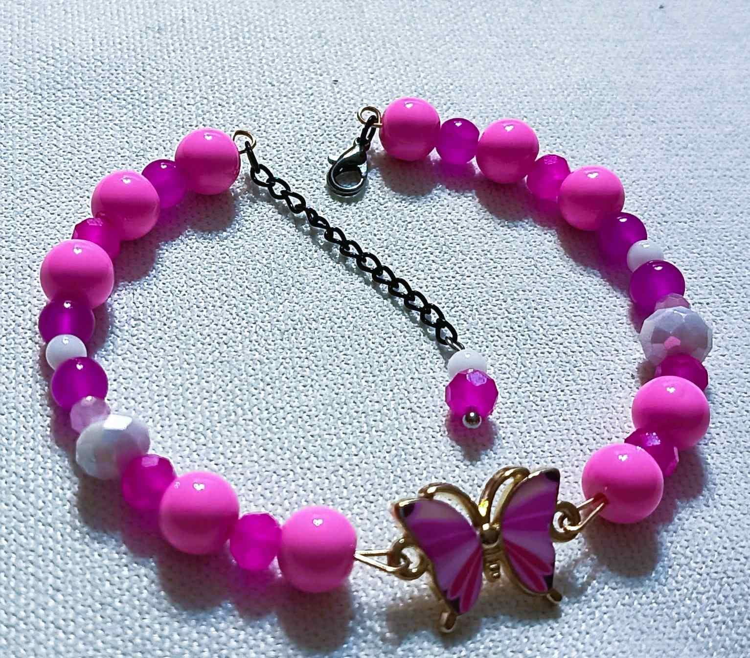 Bransoletka Różowy Motyl / Pink Butterfly Bracelet BRH#037 0
