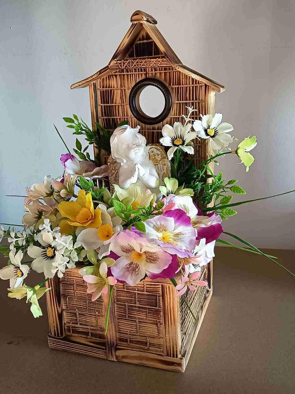 Wiosenna dekoracja z aniołkiem #KNG009 4