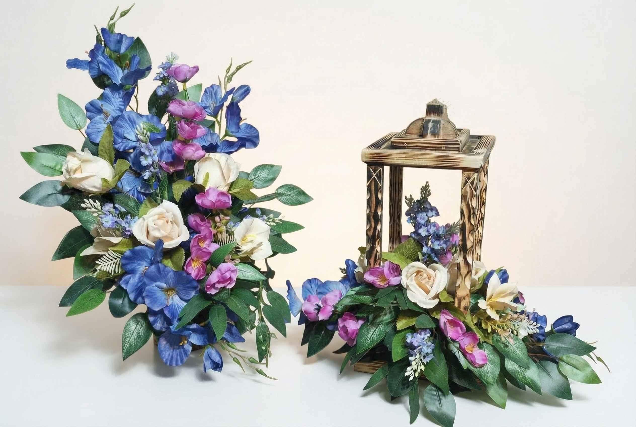 Komplet nagrobny wielobarwny z latarnią / Multicoloured grave ornament set with a lantern #KNG005 0