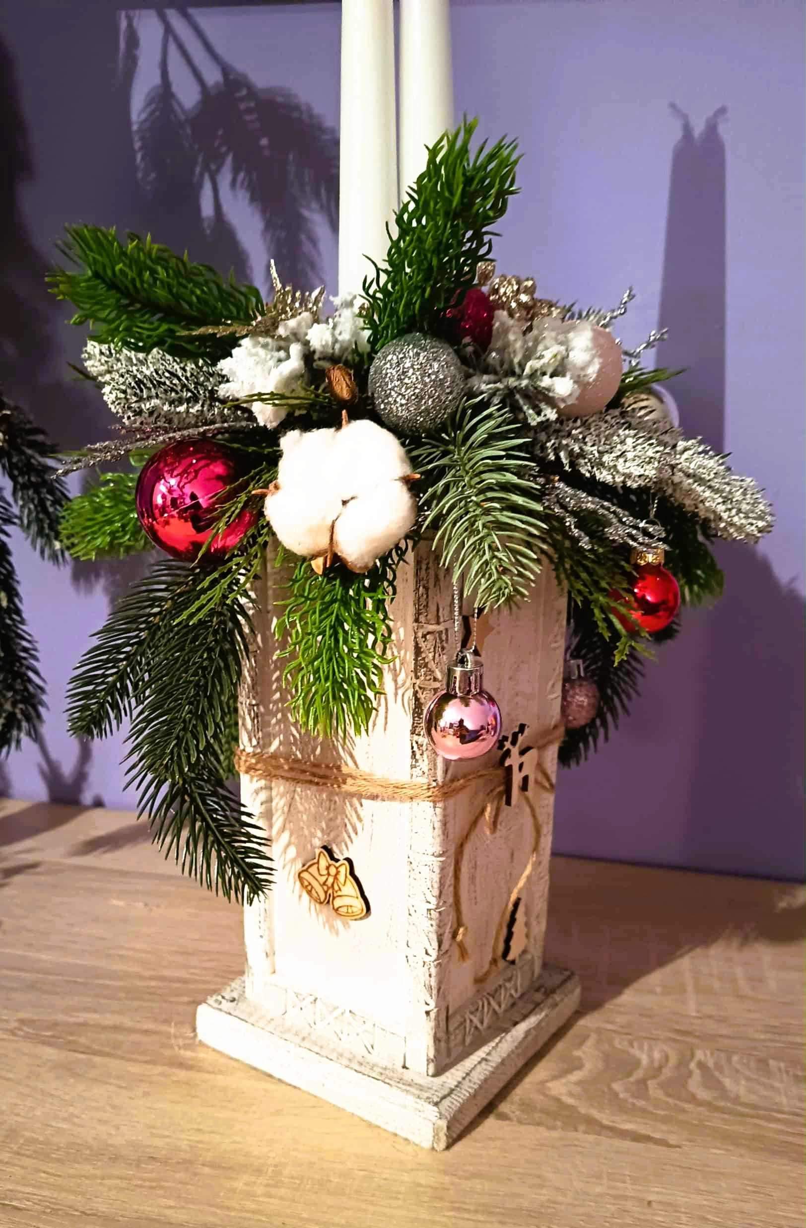 Świąteczny stroik - dwie świece. 6