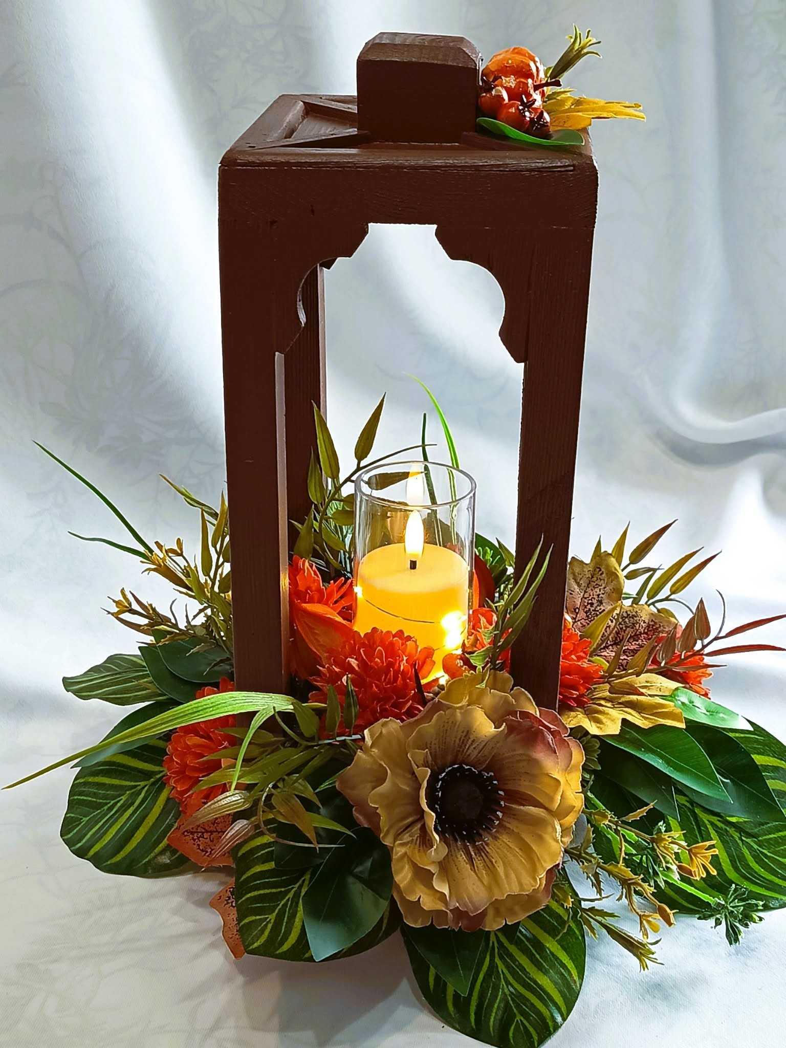 Jesienna Latarnia ze Światłem / Light-Up Autumn Lantern #LAT014 5