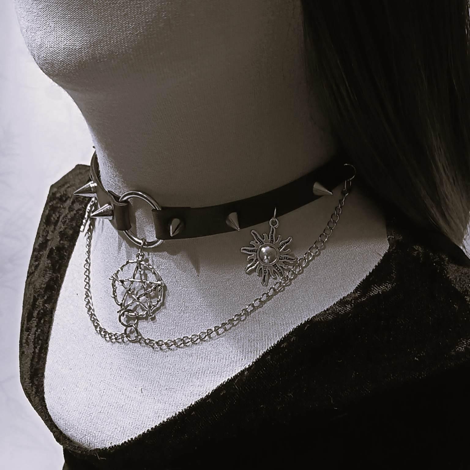 Gotycki choker z pentagramem / Gothic pentagram choker #0031 1