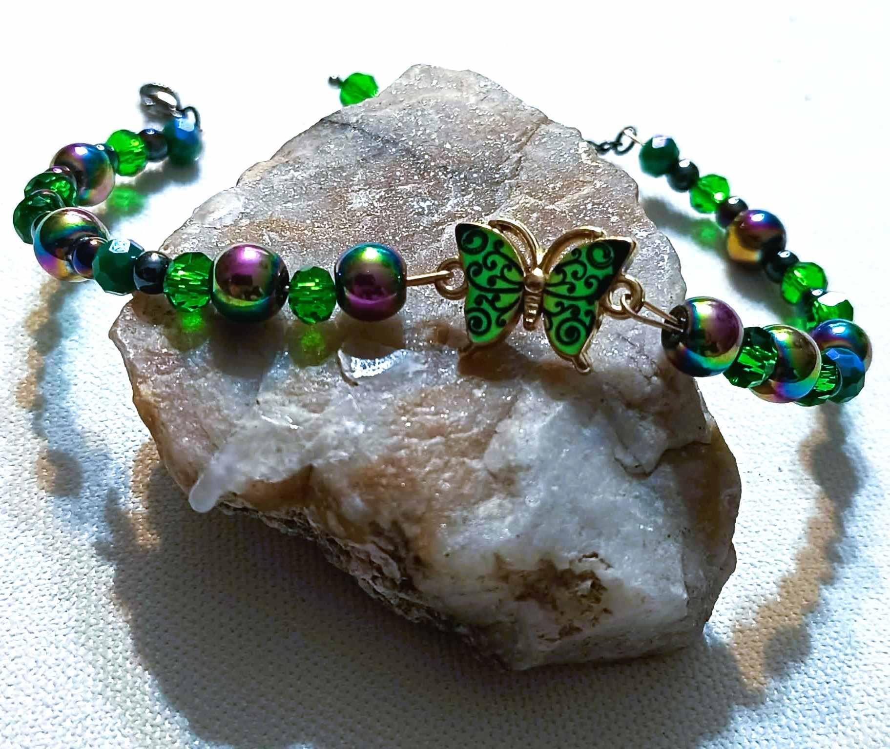 Bransoletka Zielony Motyl / Green Butterfly Bracelet BRH#035 0