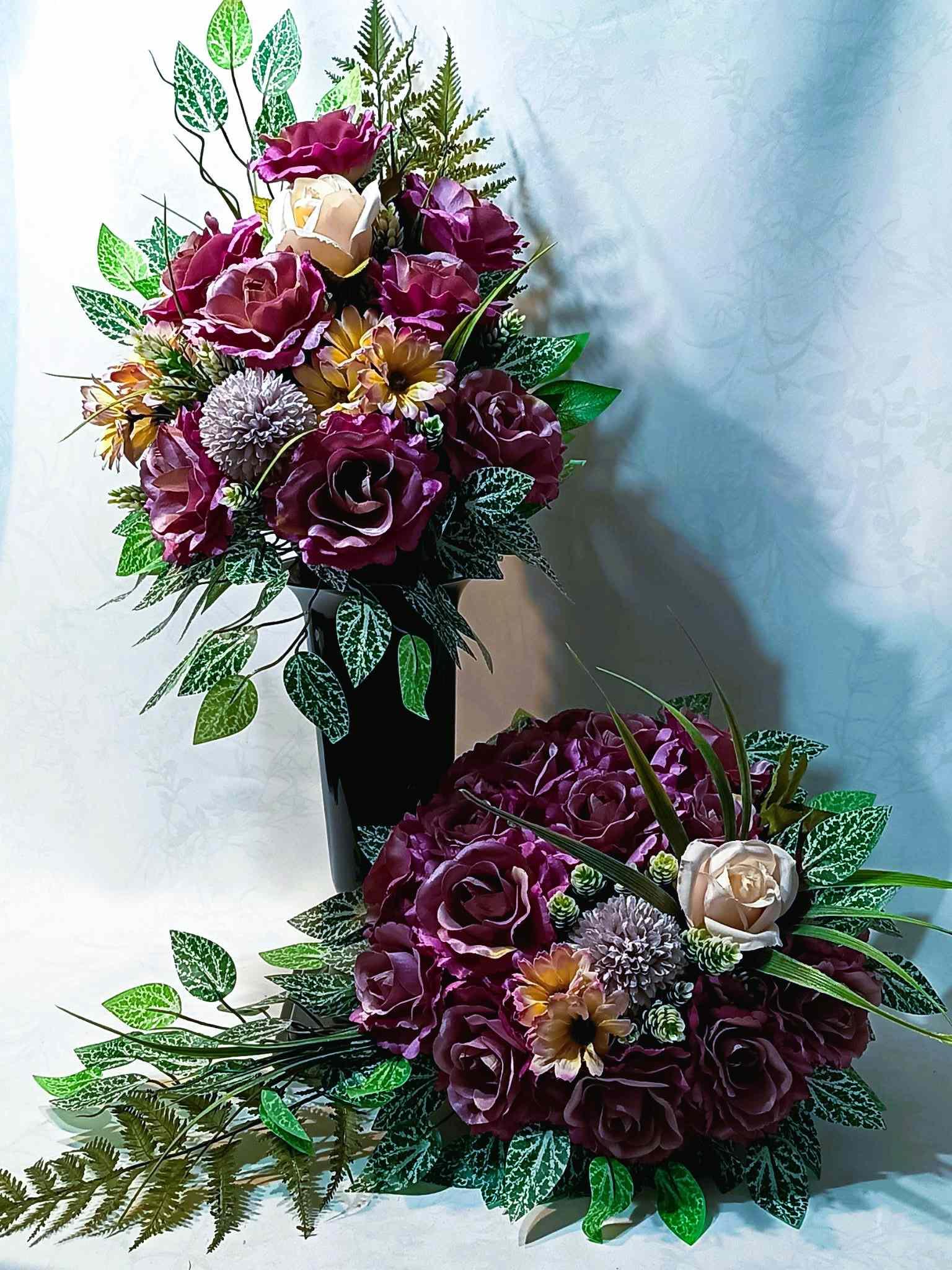 Różany komplet nagrobny / Rose-themed grave arrangement #KNG032 0