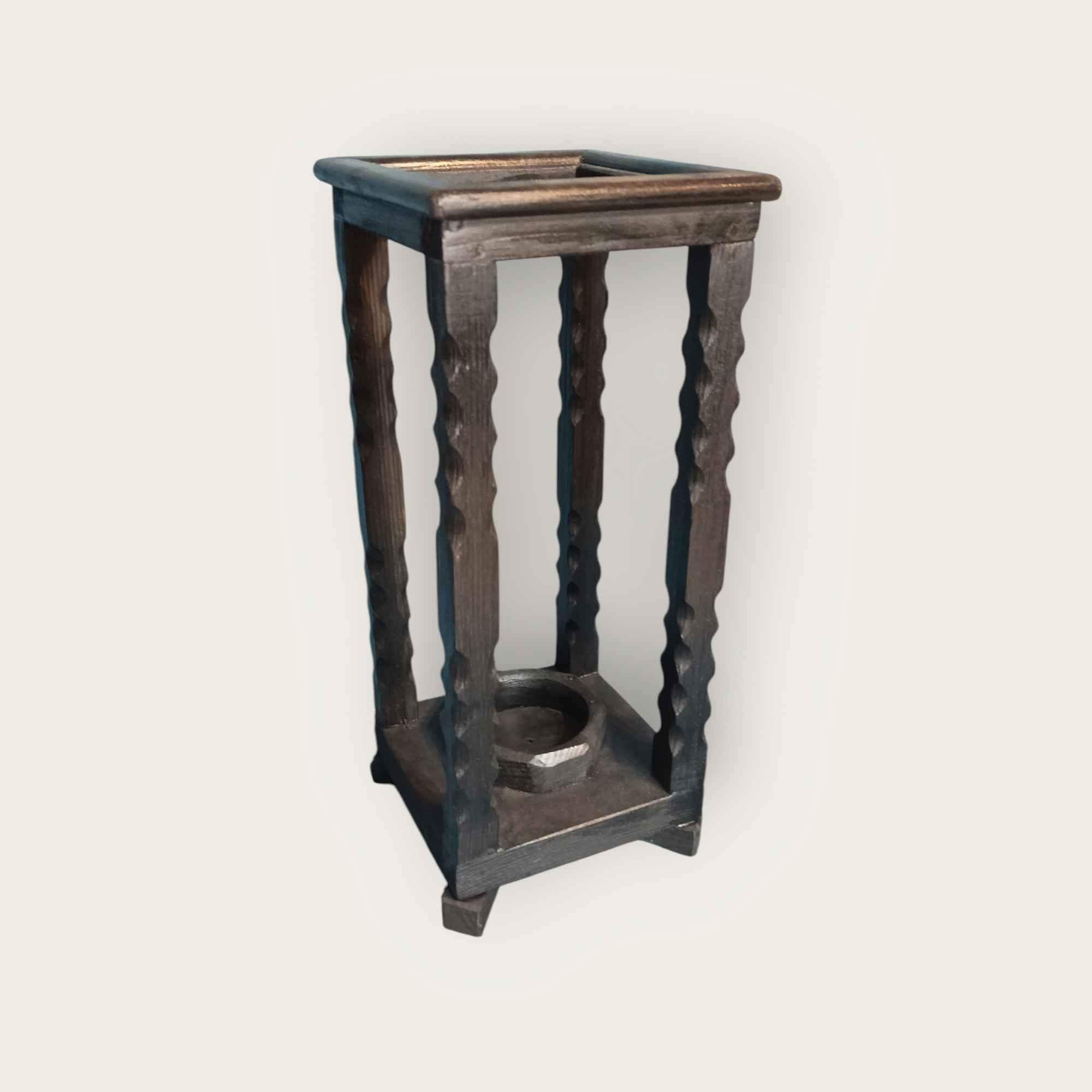 Otwarta, drewniana latarnia - czarna 0