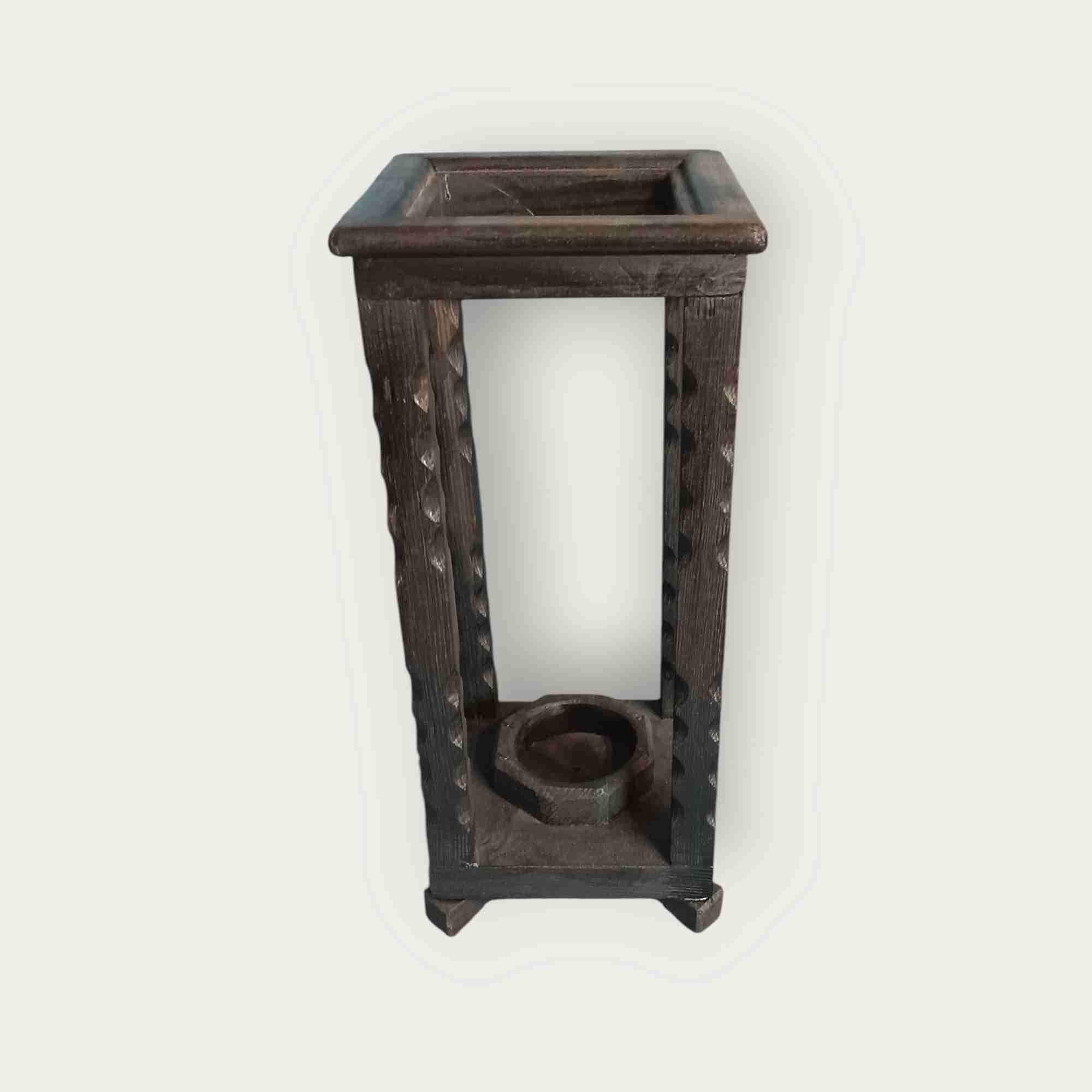 Otwarta, drewniana latarnia - czarna 5