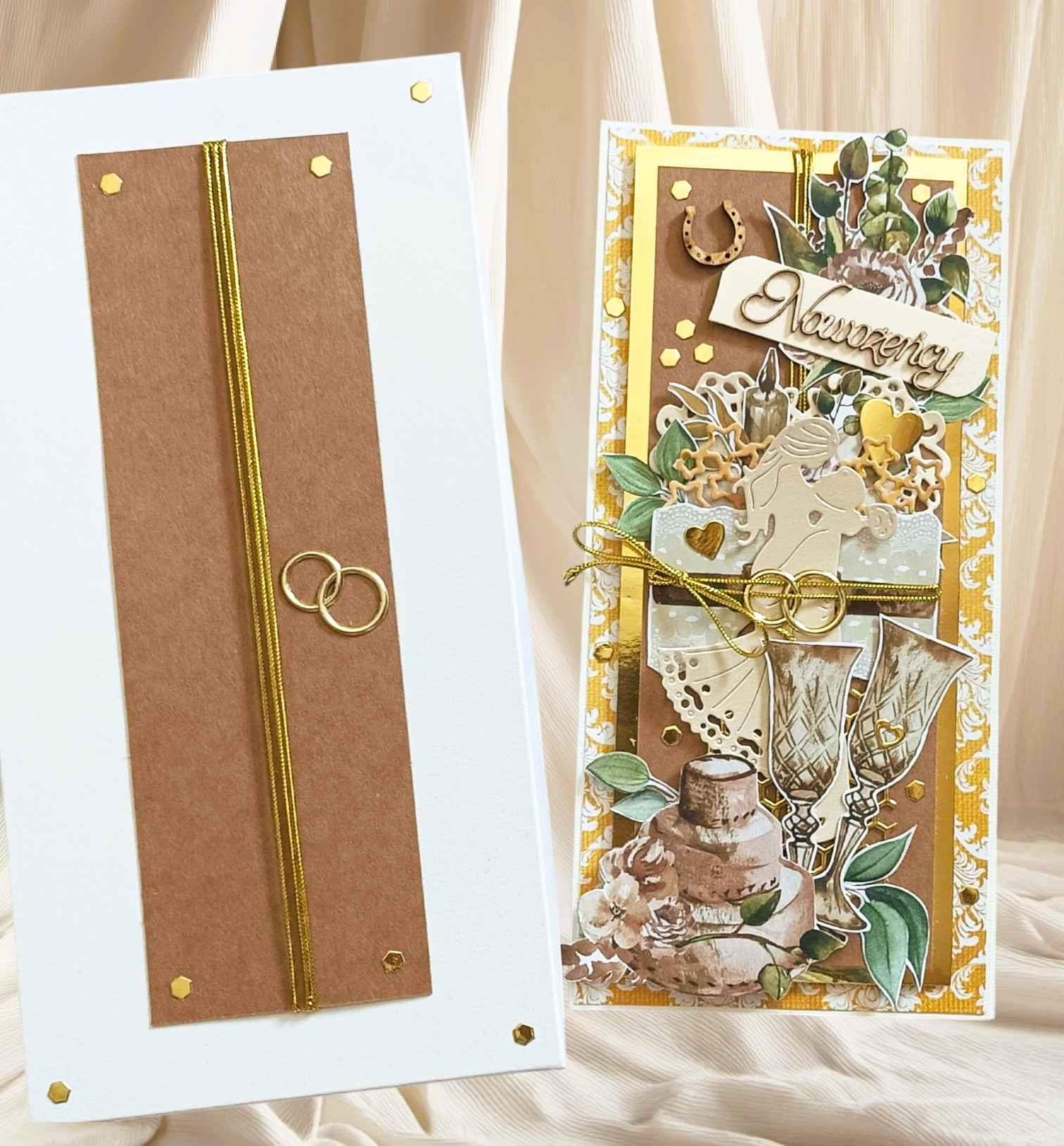 Ręcznie robiona kartka ślubna „Nowożeńcy” 1