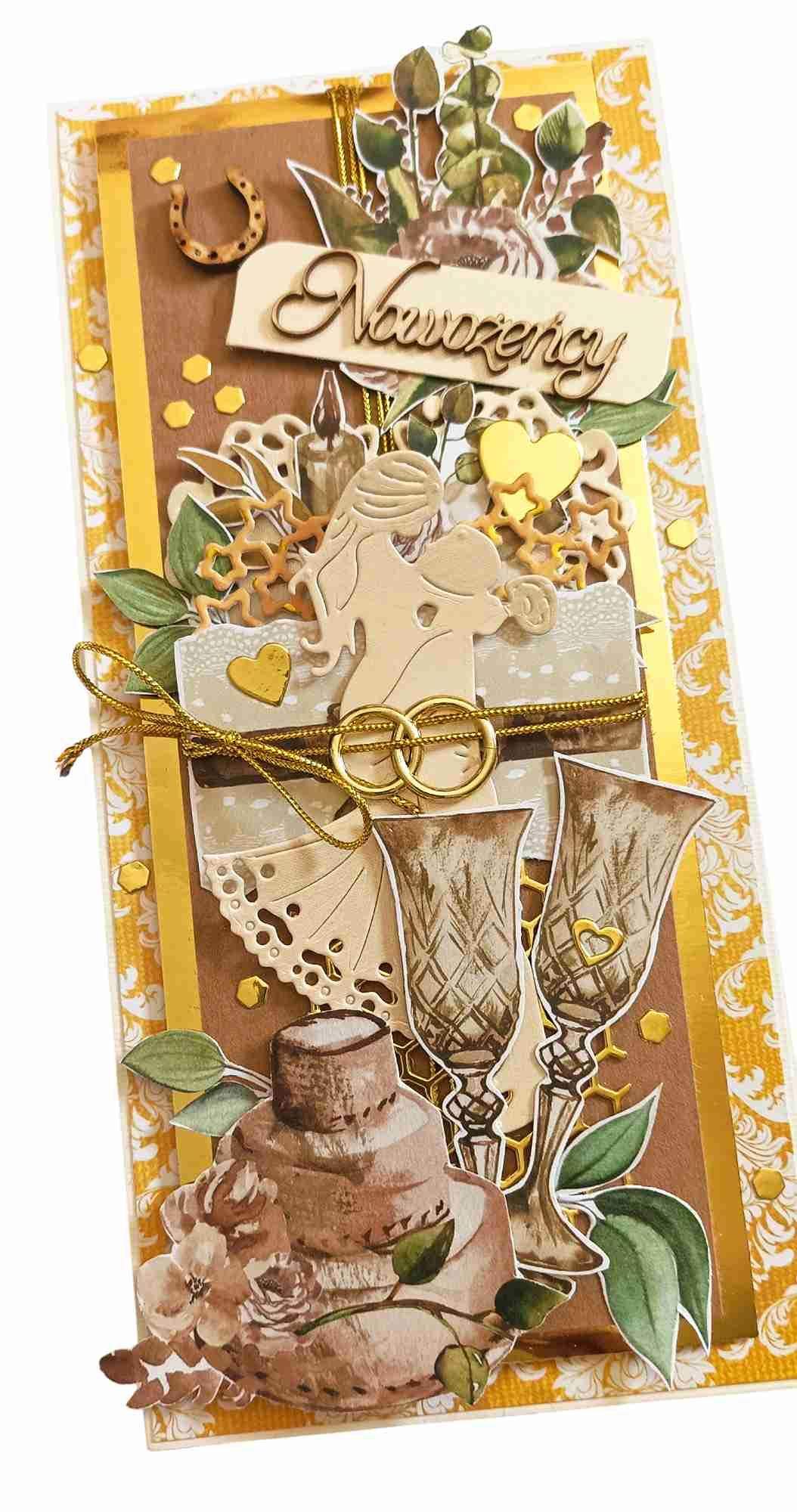 Ręcznie robiona kartka ślubna „Nowożeńcy” 2