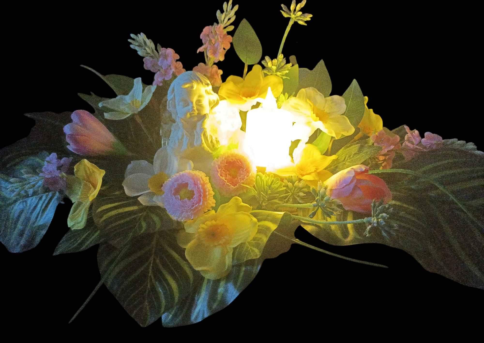 Dekoracja kwiatowa z aniołkiem #KNG006 3